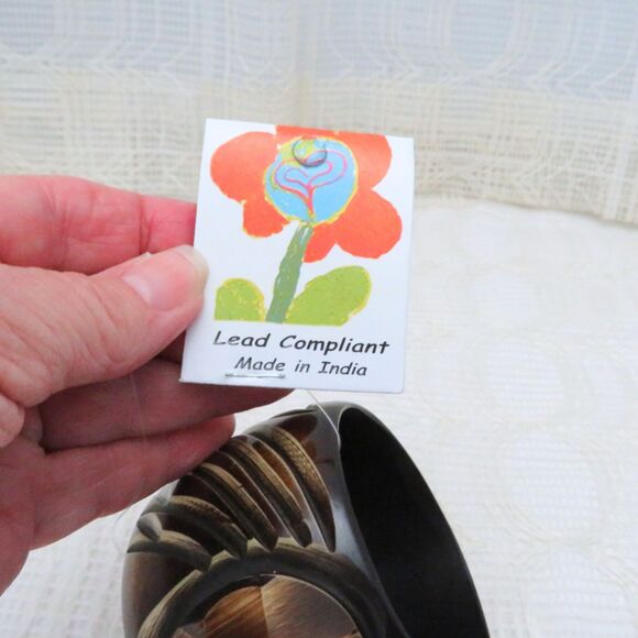 Antika Collection Brown Wood Look Bangle Bracelet Women Stocking Stuffer For Her - Picture 10 of 10